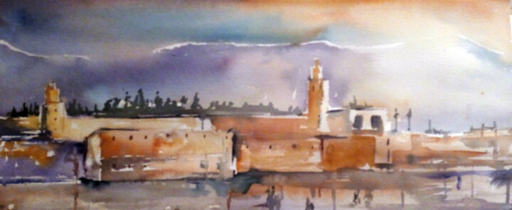 Schilderij getiteld "Streets of Marrakech" door Ander Arenas, Origineel Kunstwerk