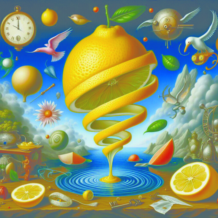 数字艺术 标题为“Salvador Dalí lemon” 由Anderson Soares, 原创艺术品, 数字拼贴