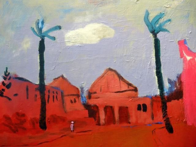 Painting titled "Red City" by Juris Andersons, Original Artwork