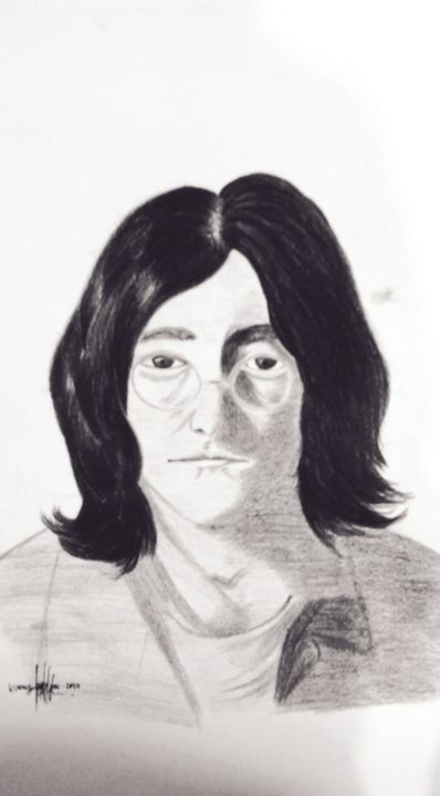 Dessin intitulée "John Lennon potrait" par Andhika Prakasa, Œuvre d'art originale, Crayon