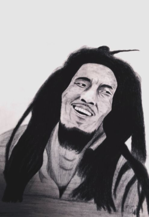 Tekening getiteld "Bob Marley" door Andhika Prakasa, Origineel Kunstwerk, Potlood