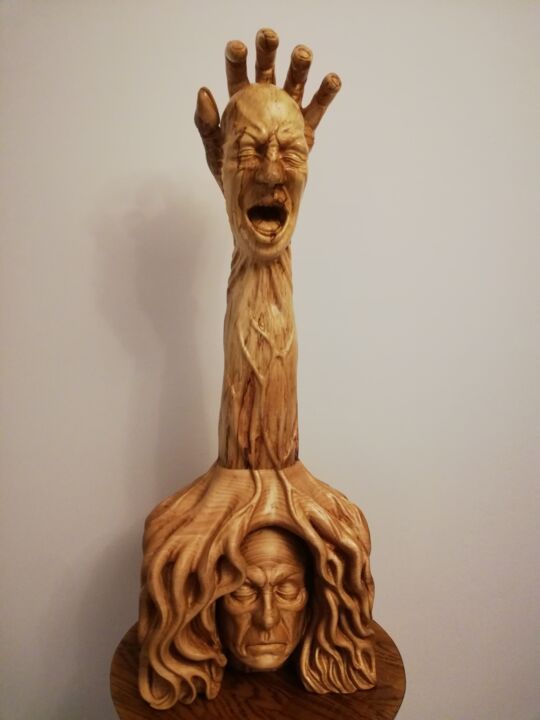Sculpture titled "Fieber" by Andimar, Original Artwork, Wood