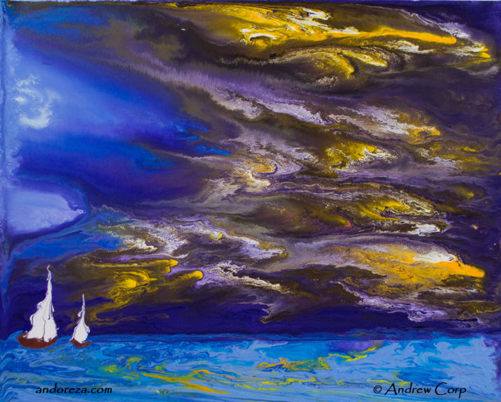 Painting titled "2-brothers-sailing-…" by Andy Corp, Original Artwork, Oil