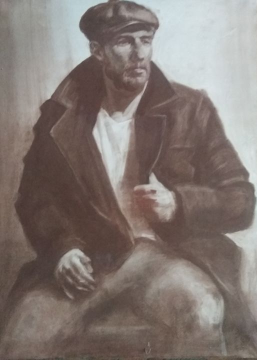 Tekening getiteld "Портрет молодого че…" door Andrei Sedov, Origineel Kunstwerk, pigmenten