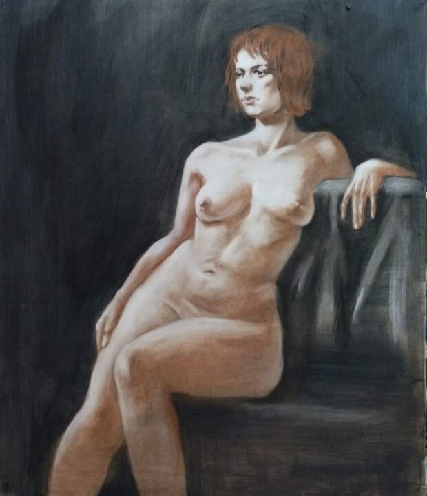 Peinture intitulée "Портрет натурщицы" par Andrei Sedov, Œuvre d'art originale, Pastel