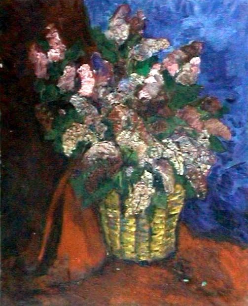 Картина под названием "Lilacs in a basket" - Andranik Petrosyan, Подлинное произведение искусства