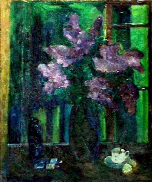 Картина под названием "Lilacs in a vase" - Andranik Petrosyan, Подлинное произведение искусства