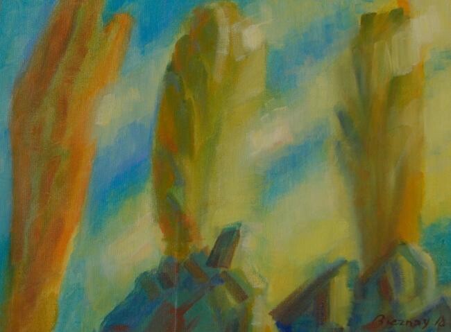 Картина под названием "trees" - András Breznay, Подлинное произведение искусства, Масло Установлен на Деревянная рама для но…