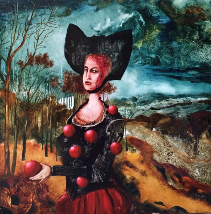 Pittura intitolato "Smile on the backgr…" da Andras Gyorfi, Opera d'arte originale
