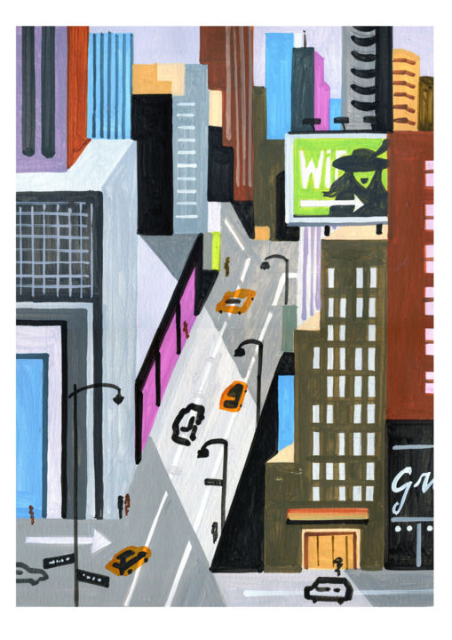 Peinture intitulée "New_York_streetview…" par André Baldet, Œuvre d'art originale, Acrylique