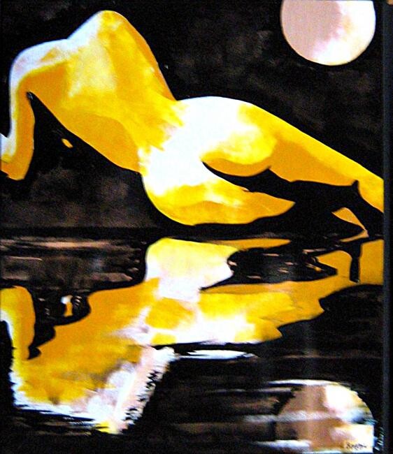 Painting titled "reflet de lune" by Andre Bourdin, Original Artwork, Oil