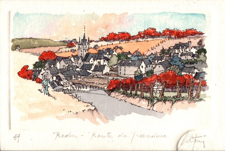 Incisioni, stampe intitolato "Redu - Route de Tra…" da André Colpin, Opera d'arte originale, Acquaforte