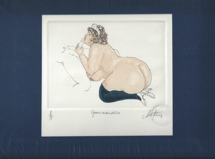 Gravures & estampes intitulée "Gourmandise" par André Colpin, Œuvre d'art originale, Eau-forte