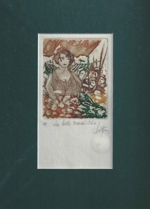 Impressões e gravuras intitulada "La belle maraîchère" por André Colpin, Obras de arte originais, Água forte