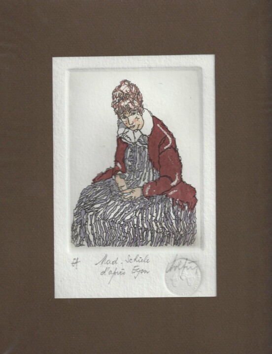 Gravures & estampes intitulée "Madame Schiele d'ap…" par André Colpin, Œuvre d'art originale, Eau-forte