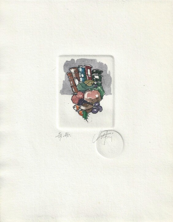 Gravures & estampes intitulée "Nourritures" par André Colpin, Œuvre d'art originale, Eau-forte