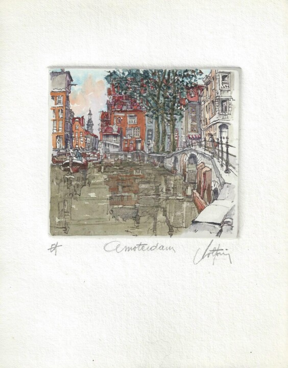 Printmaking titled "Amsterdam" by André Colpin, Original Artwork, Etching