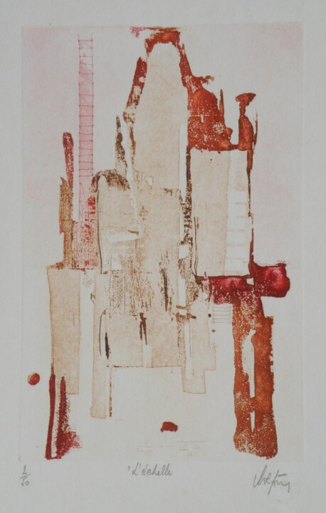 Obrazy i ryciny zatytułowany „L'échelle” autorstwa André Colpin, Oryginalna praca, Akwaforta