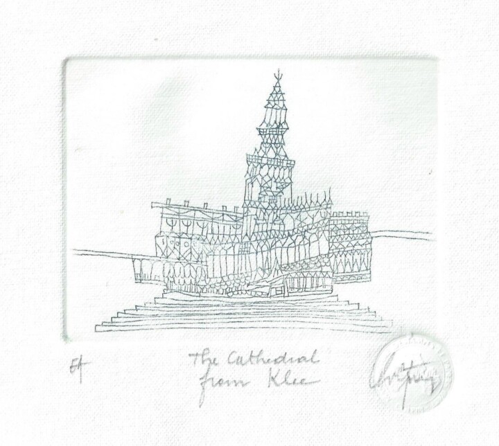 Printmaking titled "The Cathedral from…" by André Colpin, Original Artwork, Etching