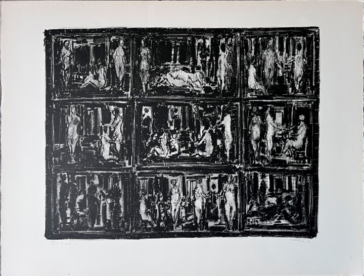 Estampas & grabados titulada ""Hammam"" por André Cottavoz, Obra de arte original, Litografía