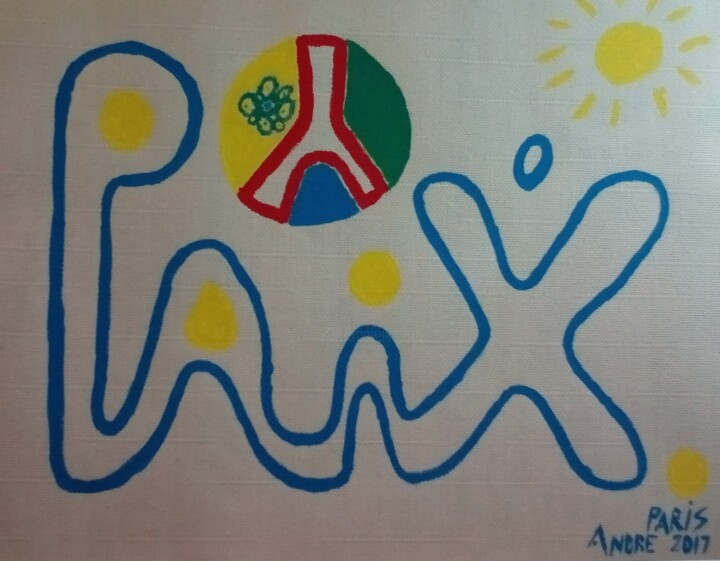 Peinture intitulée "Paix Peace" par André Cronje (shineandre), Œuvre d'art originale, Acrylique