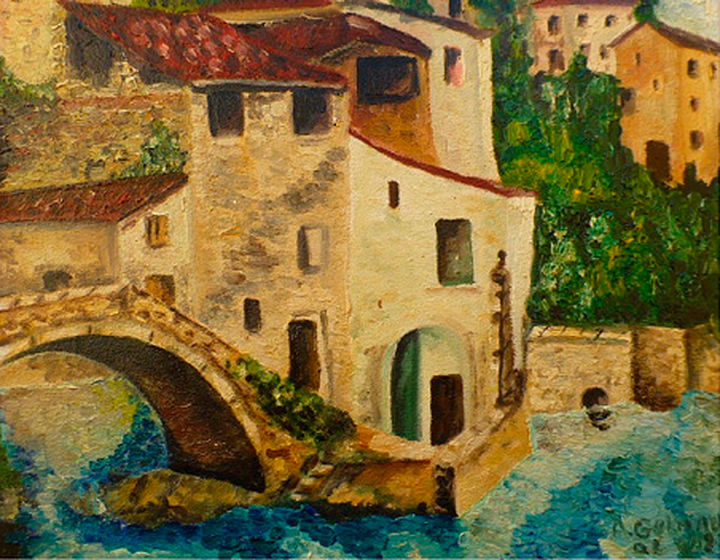 Peinture intitulée "Le Moulin 1986" par André Goinaud, Œuvre d'art originale, Huile