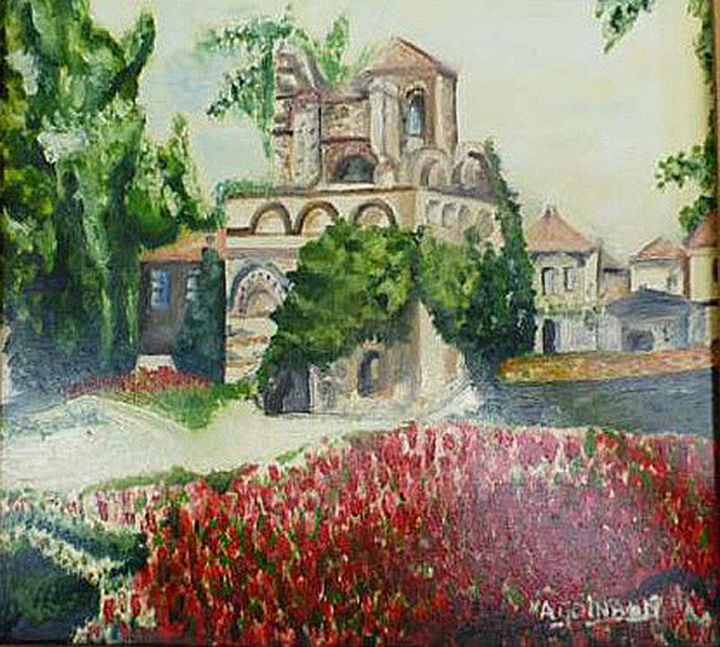 Картина под названием "sanctuaire-bulgarie…" - André Goinaud, Подлинное произведение искусства, Масло