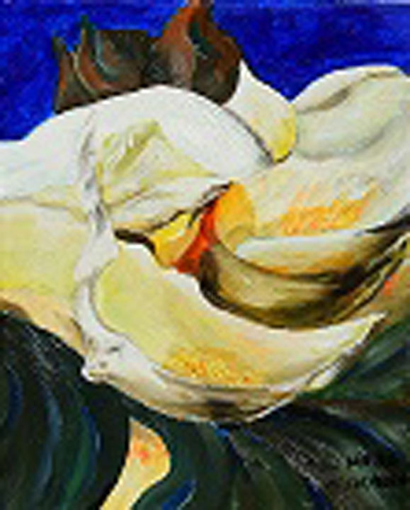 Painting titled "magnolia grandiflora" by André Goinaud, Original Artwork, Oil