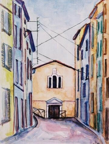 Peinture intitulée "la rue à Carnoules…" par André Gueydon, Œuvre d'art originale, Huile
