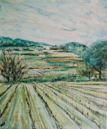 Peinture intitulée "le vignoble de lira…" par André Gueydon, Œuvre d'art originale, Huile