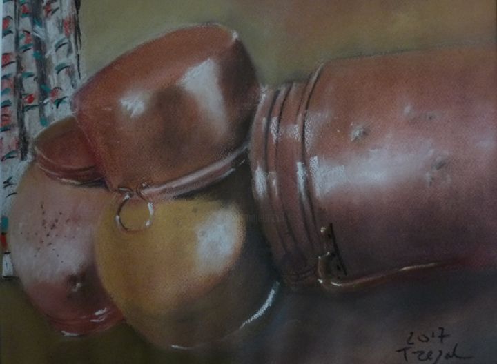 Peinture intitulée "recipients-cuivre-a…" par Trezal, Œuvre d'art originale,