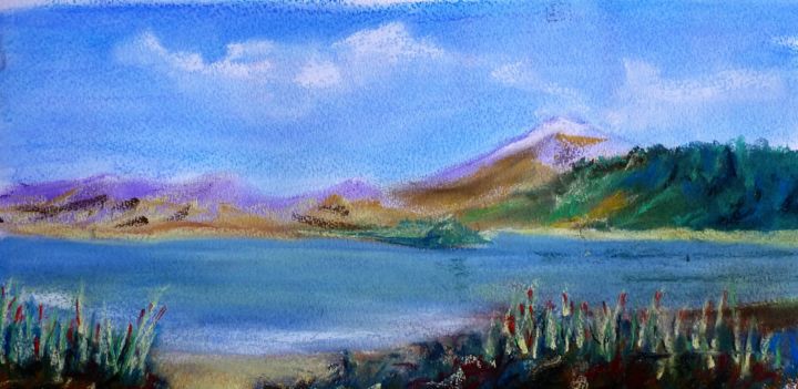 Peinture intitulée "un-lac-de-montagne.…" par Trezal, Œuvre d'art originale,