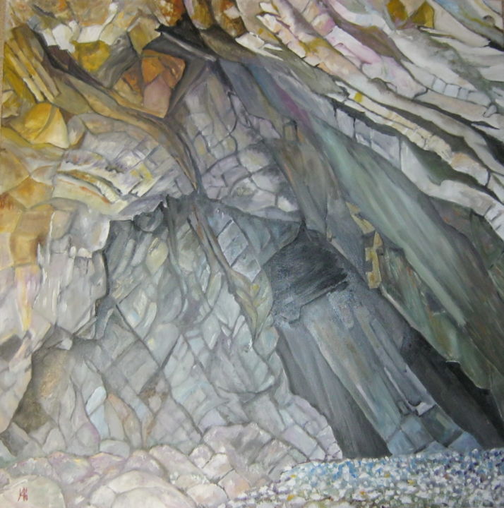 Painting titled "grotte" de l'autel"…" by André Le Nen, Original Artwork, Oil