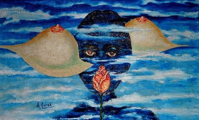 Pintura titulada "Fleur de femme." por André Lerot, Obra de arte original