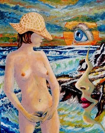 Pintura titulada "Aux yeux de l'autre." por André Lerot, Obra de arte original