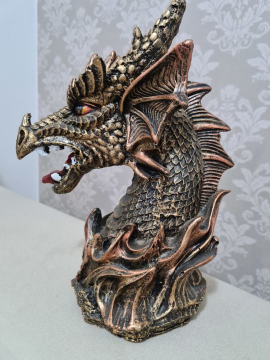 Escultura intitulada "Dragon off fire" por Andre Lima, Obras de arte originais, Óleo