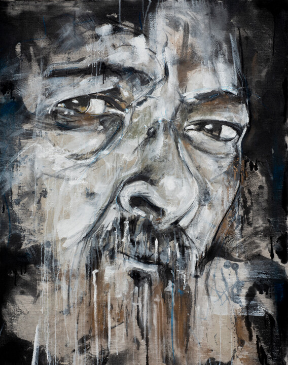 Pintura titulada "autoportrait noir l…" por Andre Marc Serrano, Obra de arte original, Acrílico Montado en Bastidor de camil…