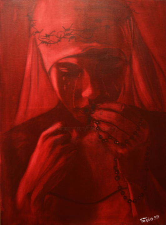 Painting titled "Nonne'Art2" by André Marot, Original Artwork, Charcoal