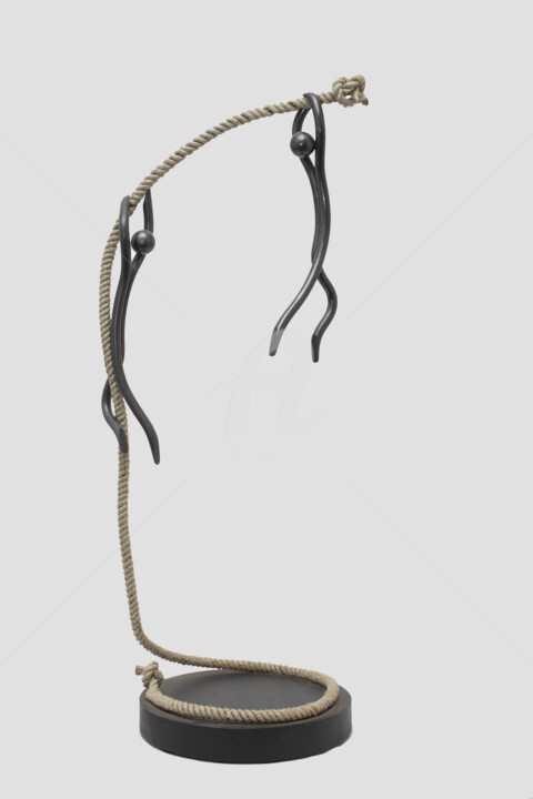 Sculpture intitulée "Montée à la corde" par André Michel, Œuvre d'art originale, Métaux