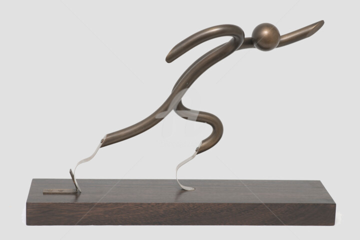 Sculpture titled "Athletisme _ Sprint…" by André Michel, Original Artwork, Metals