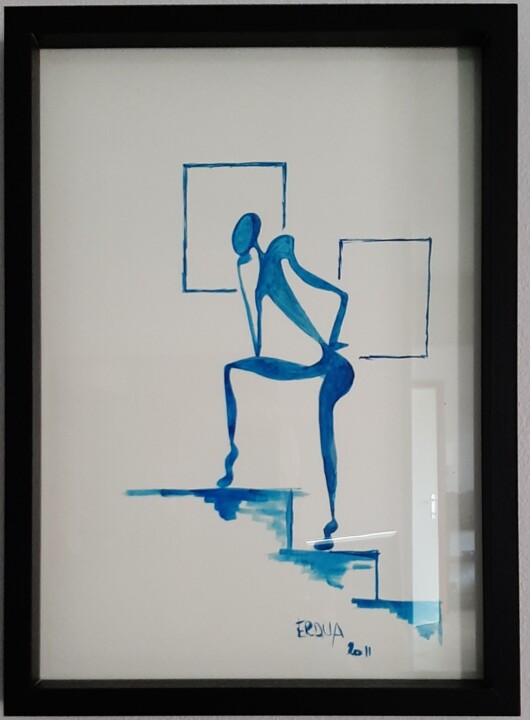 Dessin intitulée "Le penseur ll" par André Roeser, Œuvre d'art originale, Acrylique