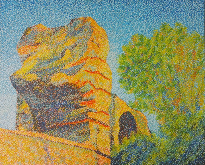 Peinture intitulée "sphinx du fort st I…" par Andre Rollet, Œuvre d'art originale, Huile Monté sur Châssis en bois
