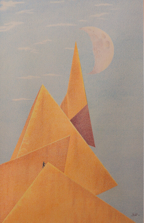 Dessin intitulée "décrocher la lune" par Andre Rollet, Œuvre d'art originale, Crayon