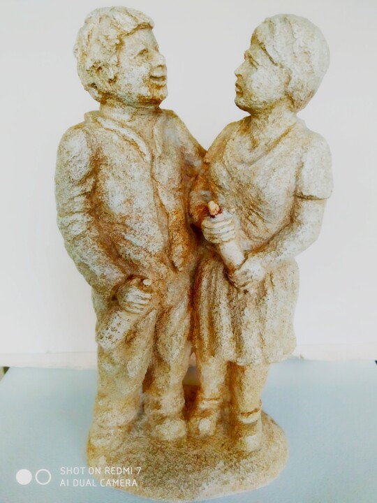 Skulptur mit dem Titel "d'ou viens tu toi" von André Saunier, Original-Kunstwerk, Ton