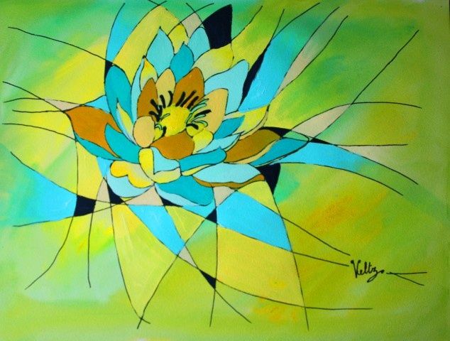 Peinture intitulée "floraison" par Andre Veltz, Œuvre d'art originale