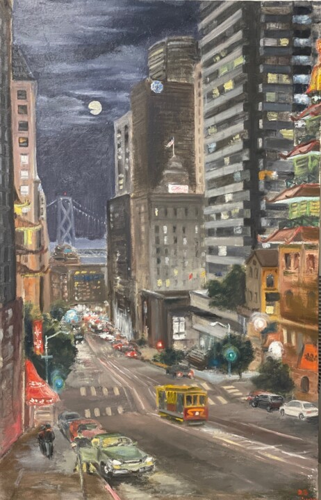 Schilderij getiteld "California Street f…" door Andre Volchinski, Origineel Kunstwerk, Olie