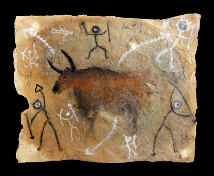 Dessin intitulée "Toro de Borrel" par Andrea Benetti, Œuvre d'art originale, Pigments Monté sur Plexiglas