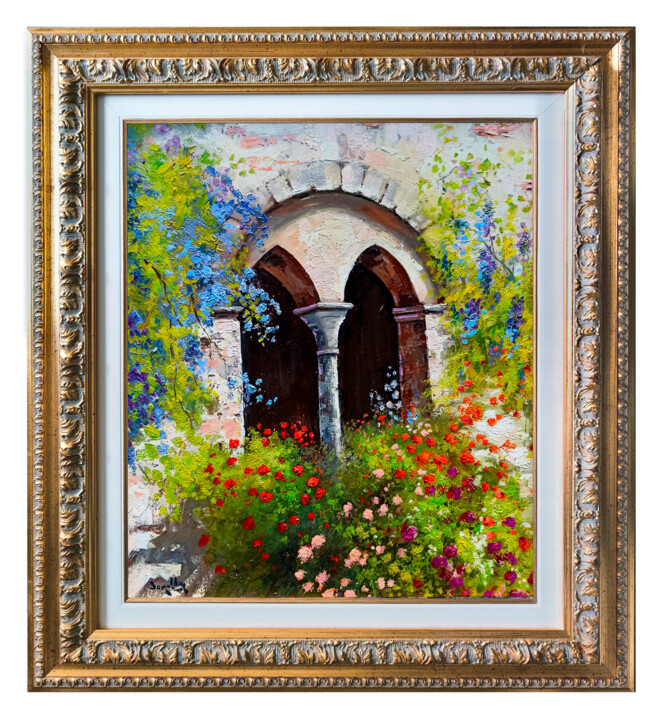 Painting titled "MULLIONED WINDOW WI…" by Andrea Borella, Original Artwork, Oil Mounted on Wood Panel