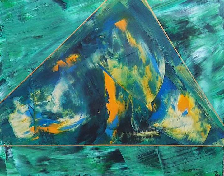 Картина под названием "Green Triangle" - Andrea Brown, Подлинное произведение искусства, Акрил