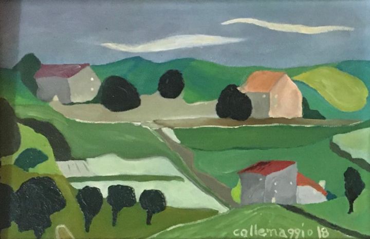 Pittura intitolato "In campagna" da Andrea Collemaggio, Opera d'arte originale, Olio